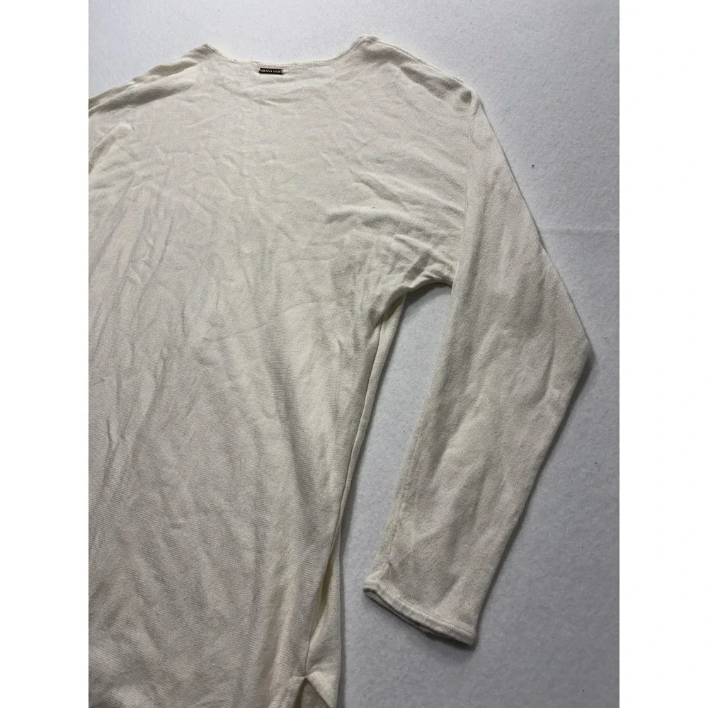 Michael Kors Sweater Womens Large White Lightweight Knit High Low Hem Pullover